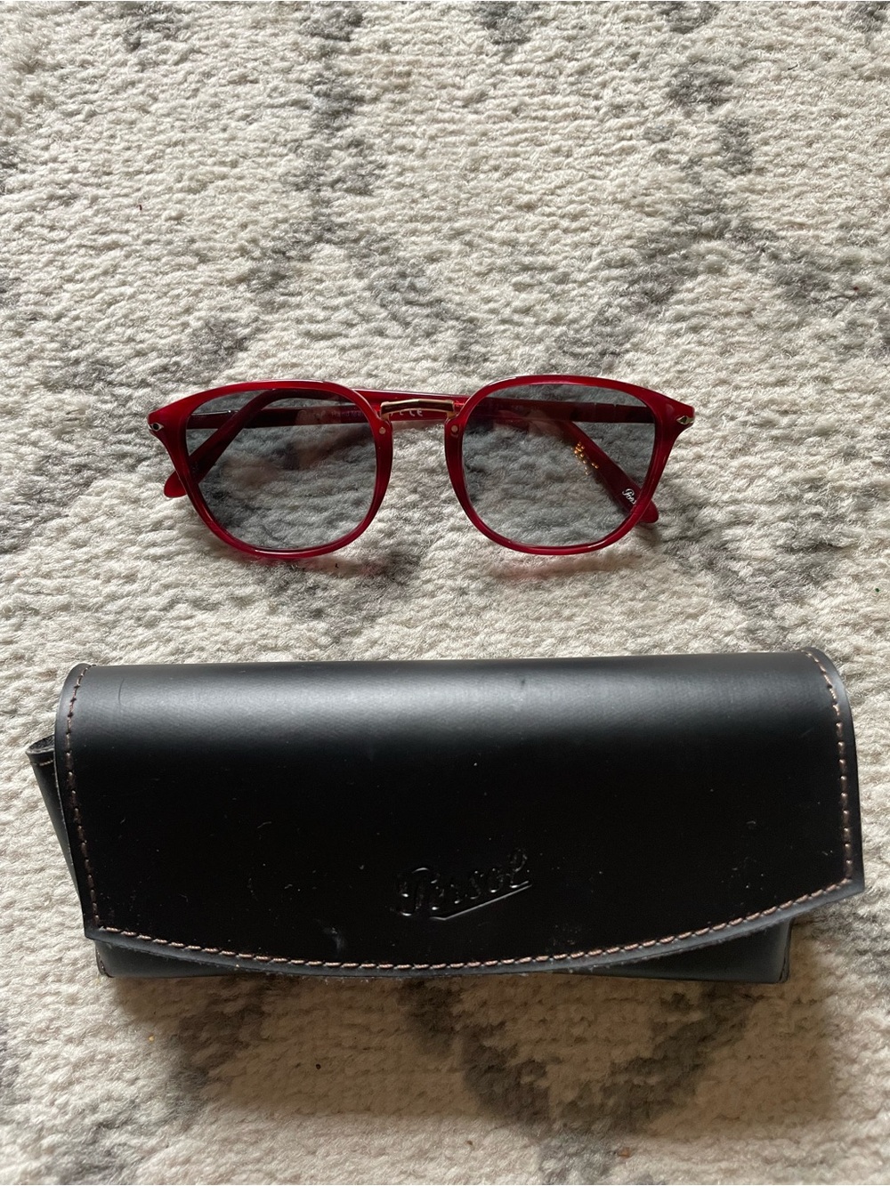 PERSOL Red Unisex Sunglasses with Black Gradient Lenses